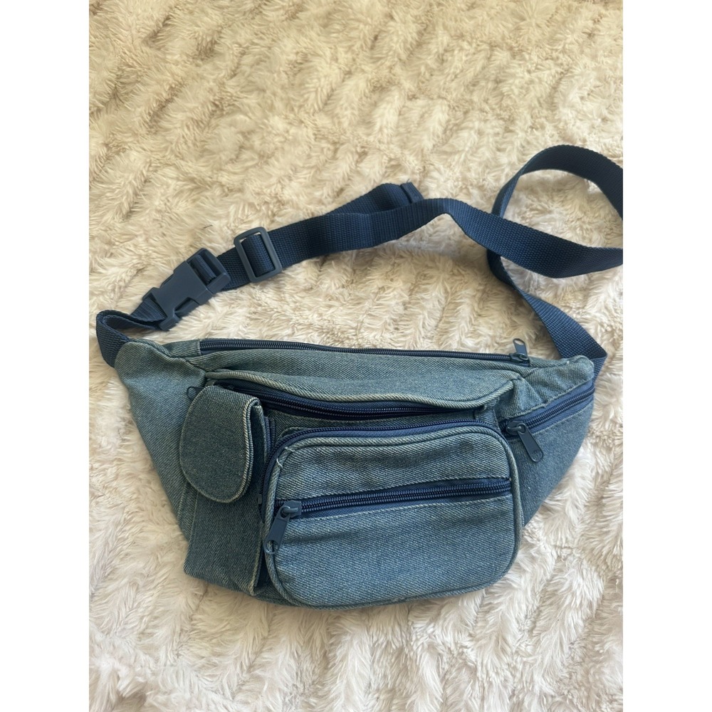 Vintage Denim Fanny Pack Belt Bag Crossbody Blue Jeans Waist Festival Pouch
